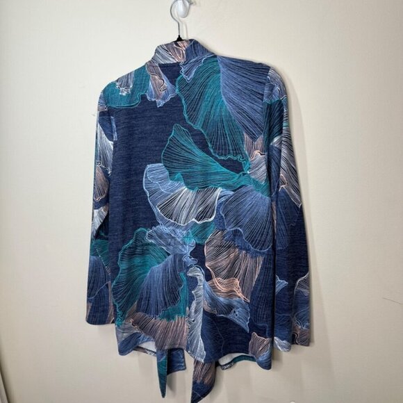 Chico’s Flowing Petals Lightweight Open Front Mermaid Print Jacket Size Small - Picture 11 of 16